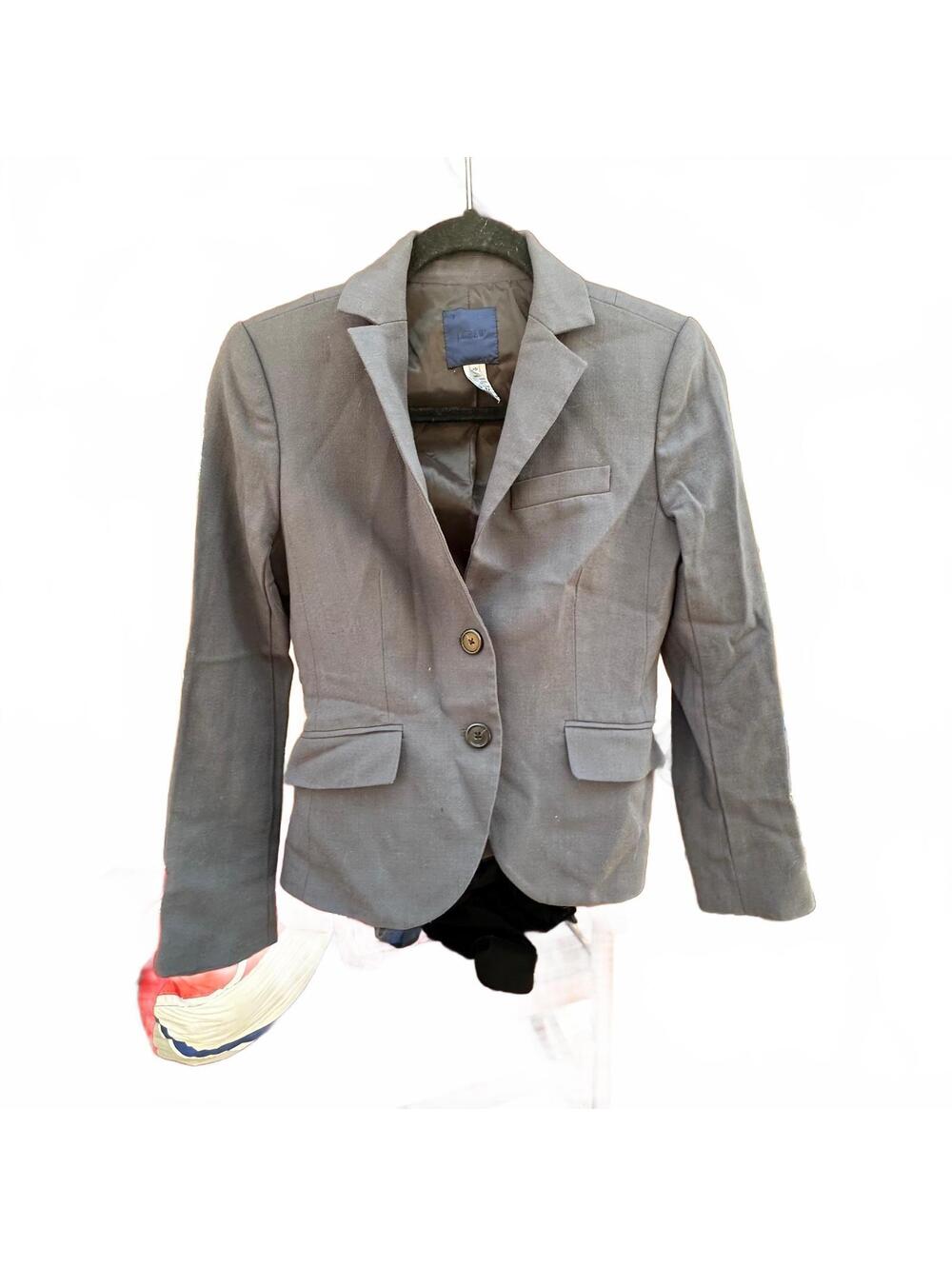 J.Crew 100% Wool Tailored 2-Button Suit Blazer Jacket Slate Grey Women's 4P